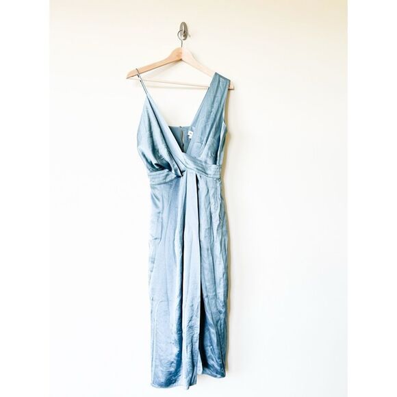 REISS Charlie Satin Twist-Front Midi Dress - Picture 5 of 10